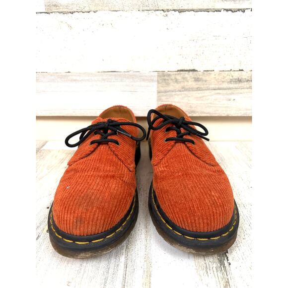Dr Martens Mens 8 Duchess Corduroy Platform Shoes Chunky Lace Up Tan Rust Loafer main image 4